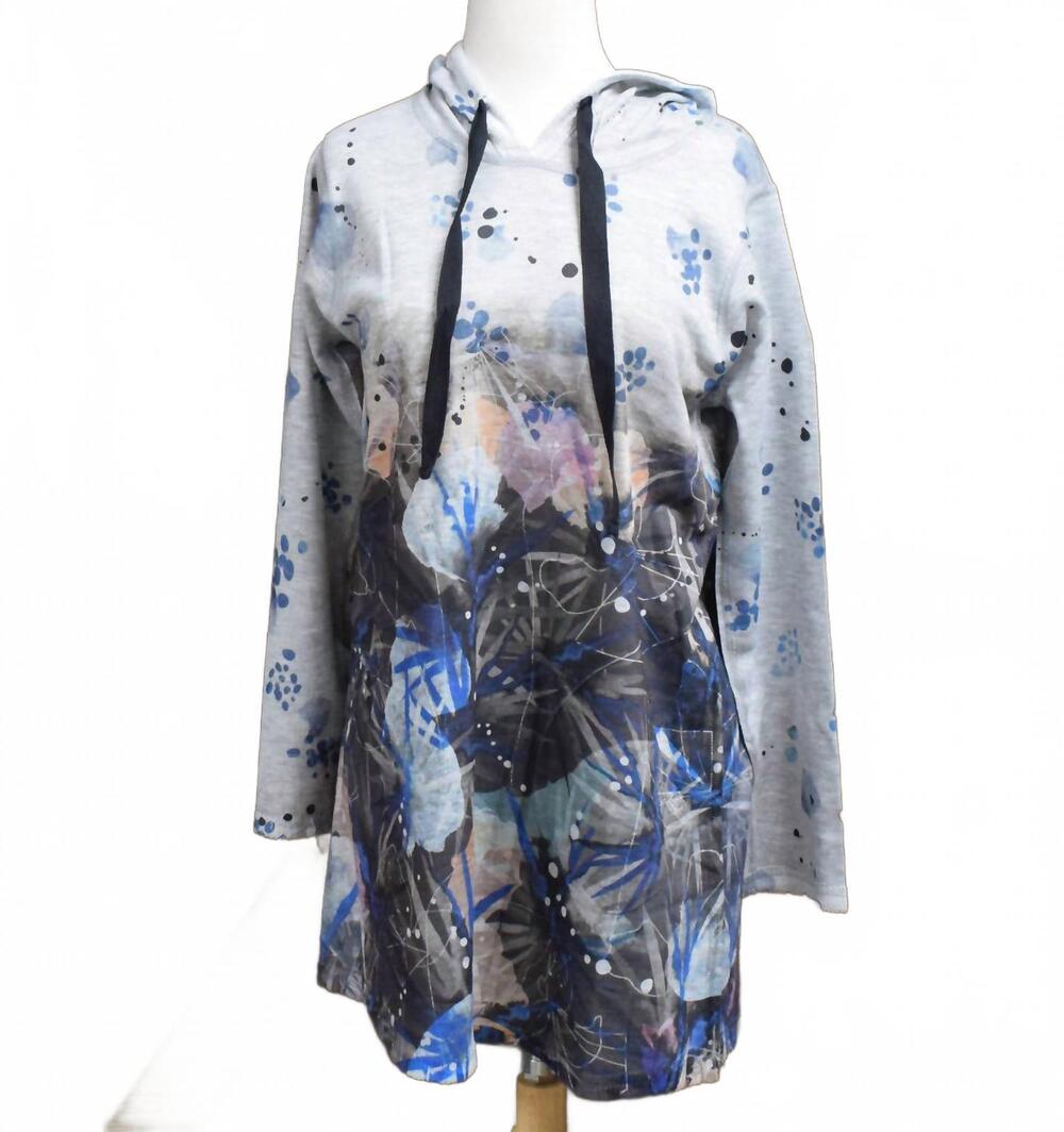 NEW INOAH women's hoodie tunic in icy blue